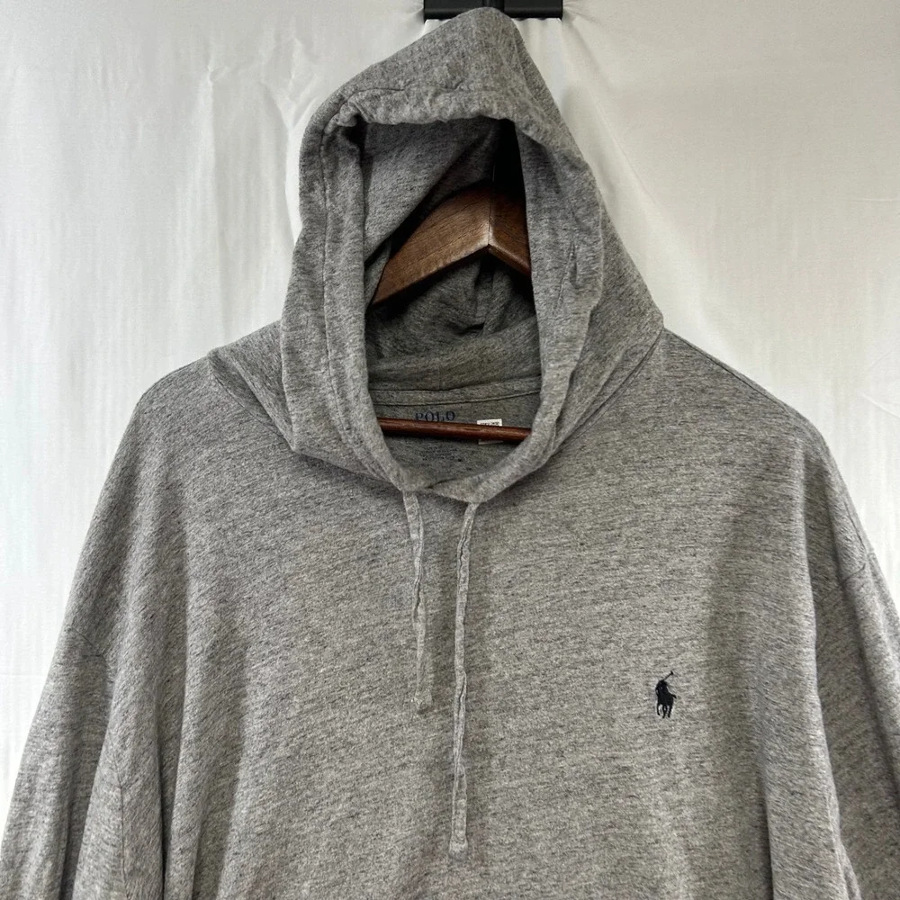 Polo Ralph Lauren Hooded Shirt Mens 3XLT Gray Long Sleeve Pony Logo Lightweight